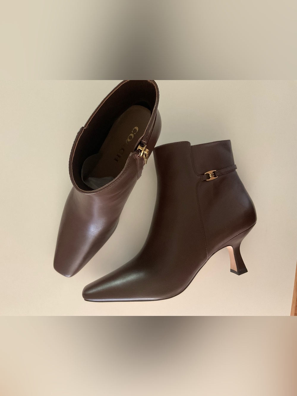 COACH Rebecca Leather Ankle Boots; Maple: 8M